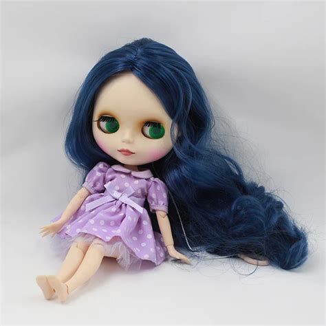 Free Shipping Nude Doll For Series No 280BL6221 Rubber Skin Joint Doll Blue Hair Suitable For