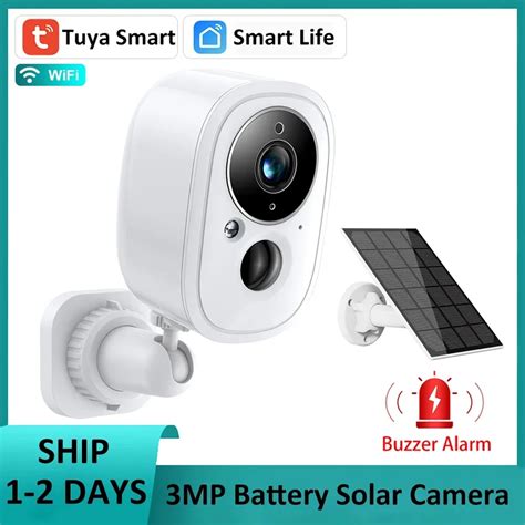 3MP Tuya Smart IP Camera WiFi 5200mAh Battery Outdoor Solar Security