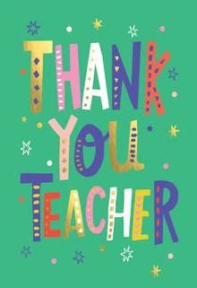 Thank You Teacher Lettering Thank You Card For Teacher Greetings