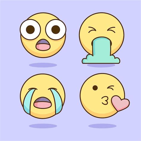 Premium Vector Vector Kawaii Emoji Sticker Collection The Best