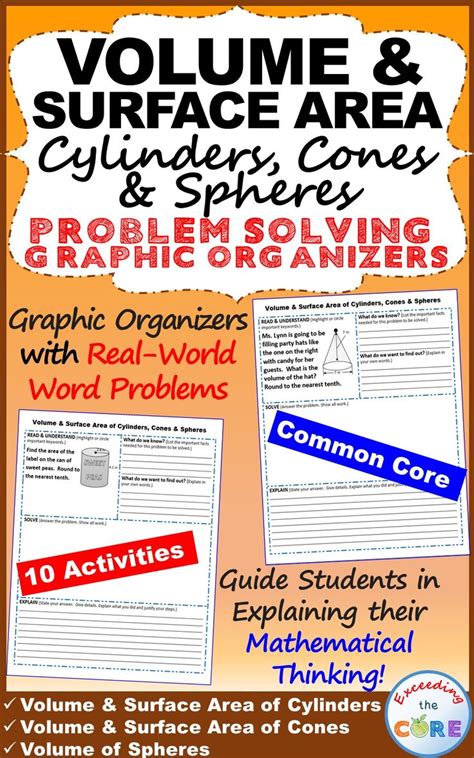 Volume And Surface Area Cylinders Cones Spheres Word Problems Word