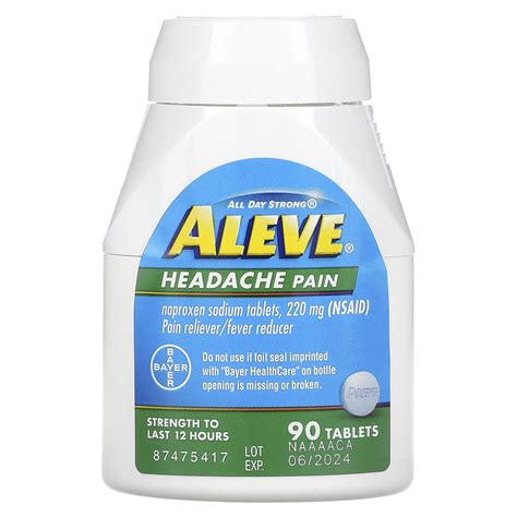 Aleve Naproxen Sodium Tablets Headache Pain Mg Tablets