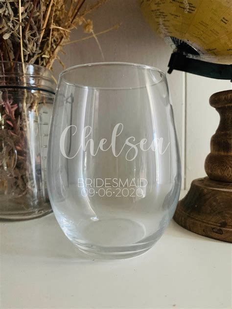 Personalized Bridal Party Wine Glasses With Date Permanent Etsy