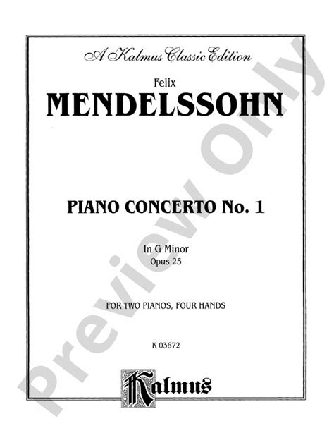 Mendelssohn Piano Concerto No In G Minor Op Piano Duo