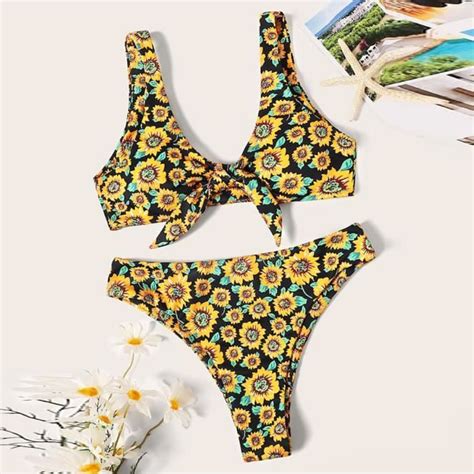 Maillot de bain bikini sexy deux pièces pour femme Robe de bain imprimé