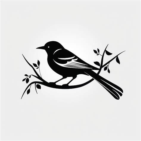 Graciosa silueta de pájaro en blanco y negro generada por ia Vector