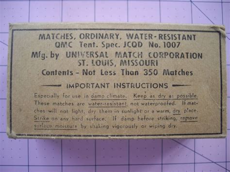 World War 2 Brass Trench Art Match Safe And 12 Wooden Water Resistant Matches Nice Ebay