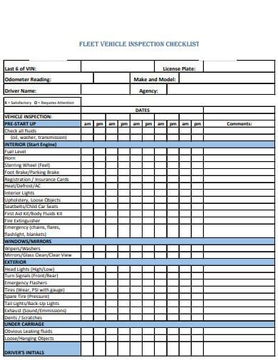 Fleet Vehicle Inspection Checklist Template Photos 2900 Hot Sex Picture