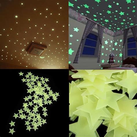 Pcs Lot Cm Luminous Star Stickers Bedroom Sofa Fluorescent Painting