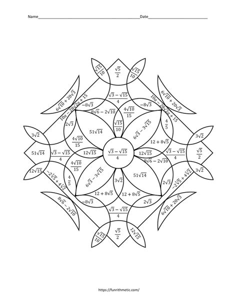 Operations With Radical Expressions Color By Number Funrithmetic