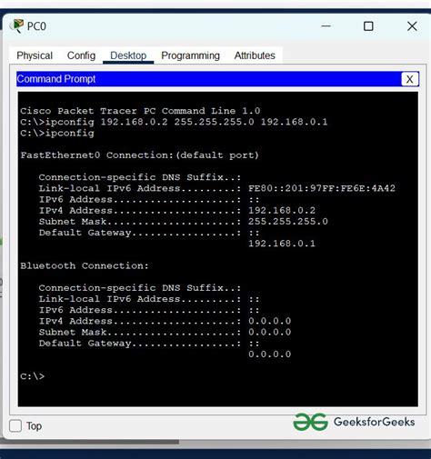 Configuración de la dirección IP mediante el comando ipconfig