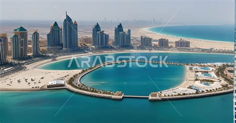 The waterfront on the Dubai Marina, advanced architectural engineering ...