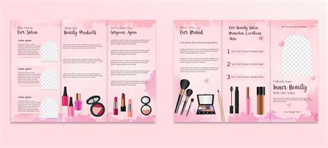 Cosmetics Beauty Salon Trifold Brochure Template Design Vector