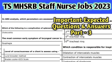 TS MHSRB Staff Nurse Previous Question Paper Tspsc Staff Nurse