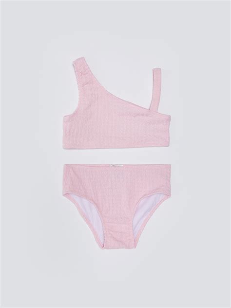 PEMBE Kendinden Desenli Kız Çocuk Bikini S DQ Z SX LCW