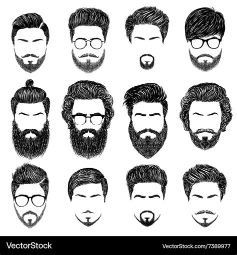 Bearded Man Hairstyles Royalty Free Vector Image