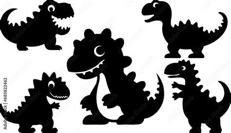 Cute Baby Dinosaurs Vector Illustration Set Of Funny Dinosaur Svg