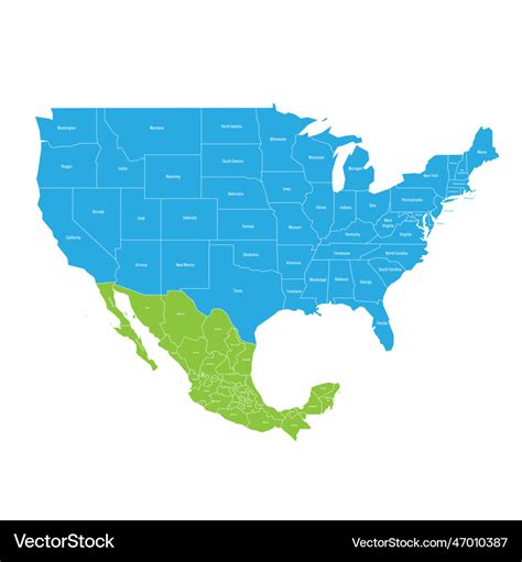 United States And Mexico Political Map Royalty Free Vector