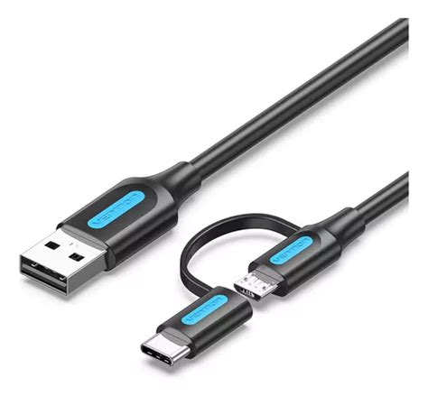 Cable Usb 2 En 1 Vention Adaptador Usb C Micro Usb Carga Rapida