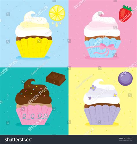 Cute Cupcakes Stock Vector Royalty Free 83990719 Shutterstock