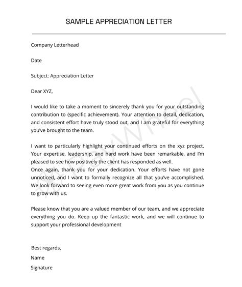 Appreciation Letter Format | Sample & Template Download