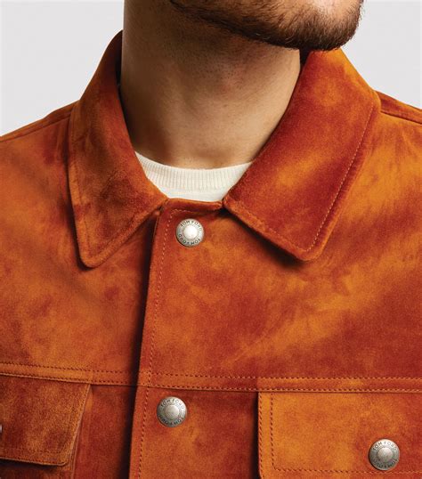 Mens Tom Ford Orange Patch Pocket Suede Jacket Harrods {countrycode}