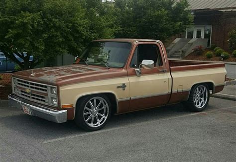 Classic Chevy C10 Truck In A Tan And Brown Color Square Body