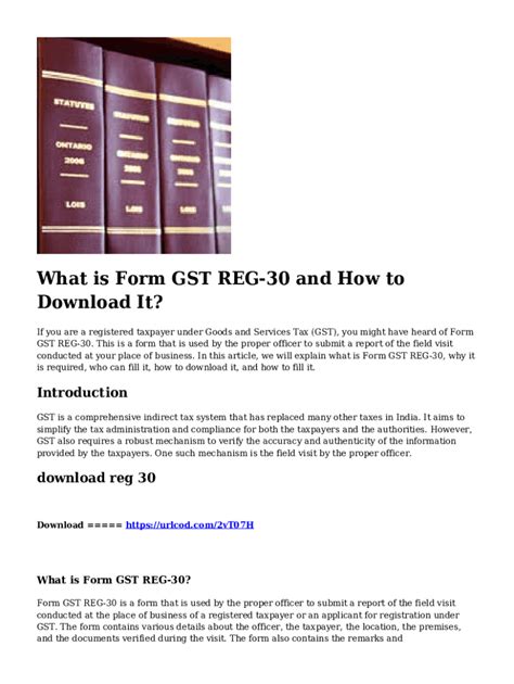 Fillable Online Form Gst Reg 30 See Rule 25 Form For Field Visit Report