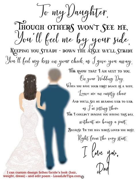 To My Daughter Brunette Wedding Day Poem From Father Who Etsy