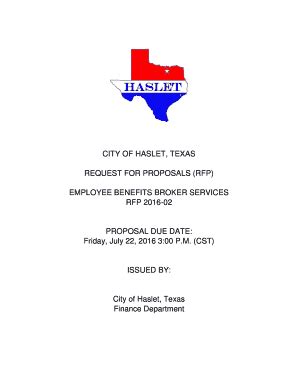 Fillable Online Haslet City Of Haslet Texas Request For Proposals Rfp