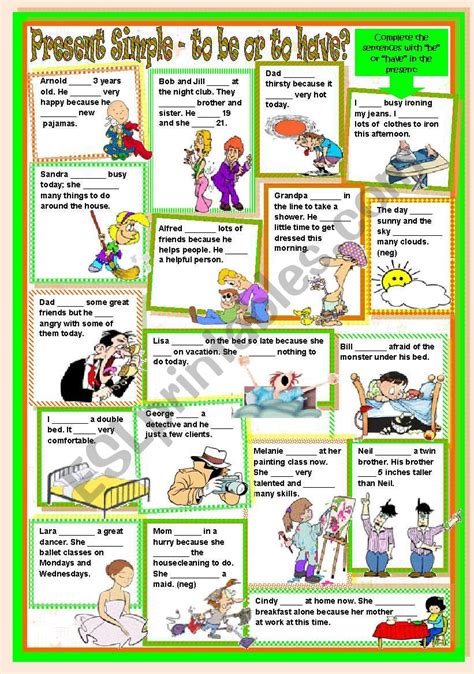 Present Simple To Be Or To Have • Exercises • Editable Esl