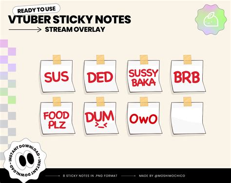 Vtuber Sticky Note Funny Stream Overlay P U Vtuber Stream Etsy