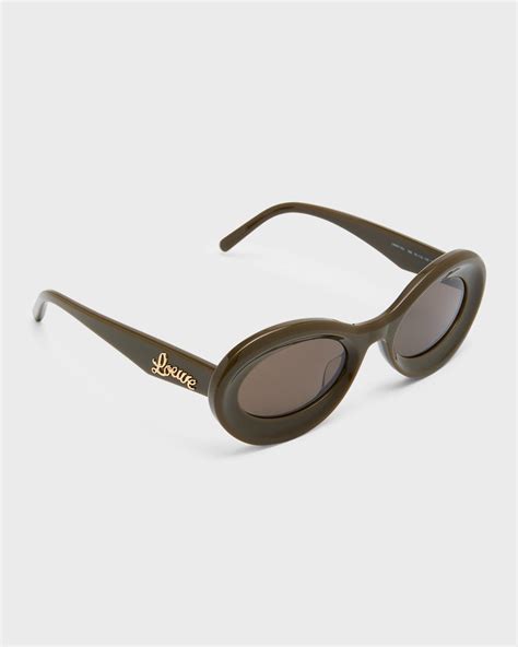 Loewe Curvy Logo Acetate Oval Sunglasses In Natural Lyst