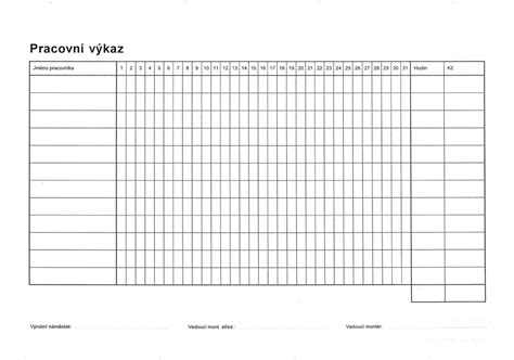 Pracovní Výkaz Vzor K Tisku Formulář Tiskopis Zdarma Mudr Zbyněk