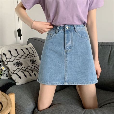 Jual Allen Clothing Rok Denim Pinggang Tinggi Wanita Impor Korea Rok