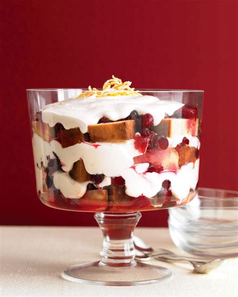 With Layers Of Sweetened Cranberries Buttery Pound Cake And Fluffy Whipped Cream This Trifle