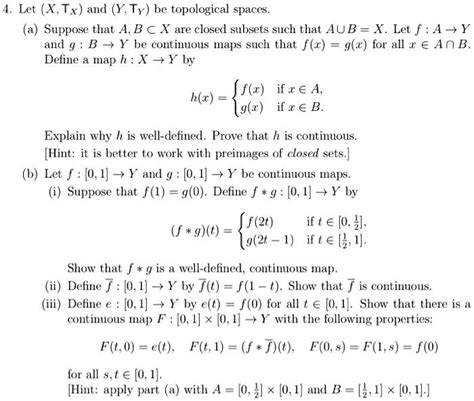 Solved Let X Tx And Y Ty Be Topological Spaces Suppose That A