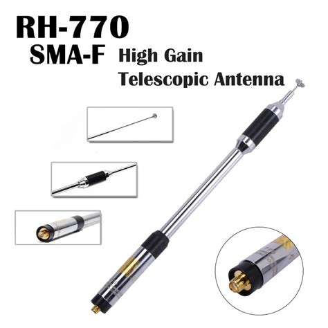 Rh Telescopic Dual Band High Gain Antenna For Walkie Talkie Baofeng