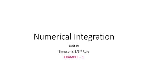 Numerical Integration Simpson S Rule 2 Example 1 Youtube