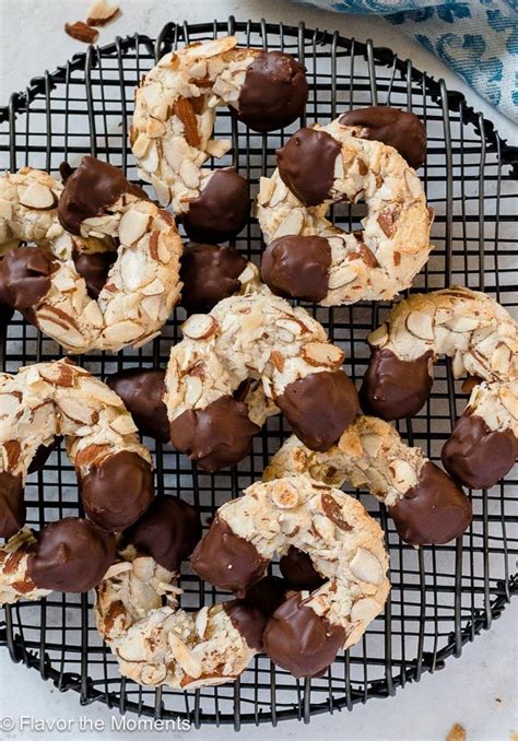 Chocolate Dipped Almond Horn Cookies Flavor The Moments