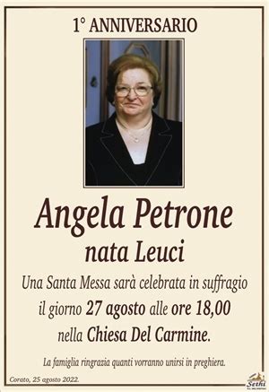 Angela Petrone Nata Leuci Corato Necrologi Web