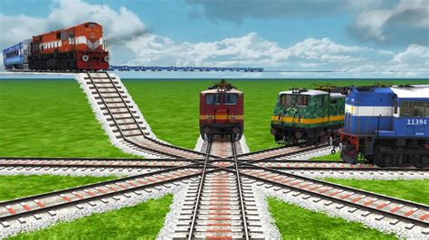 Indian Railways Train Auto Running Crossing At Bumpy Risky Railroad