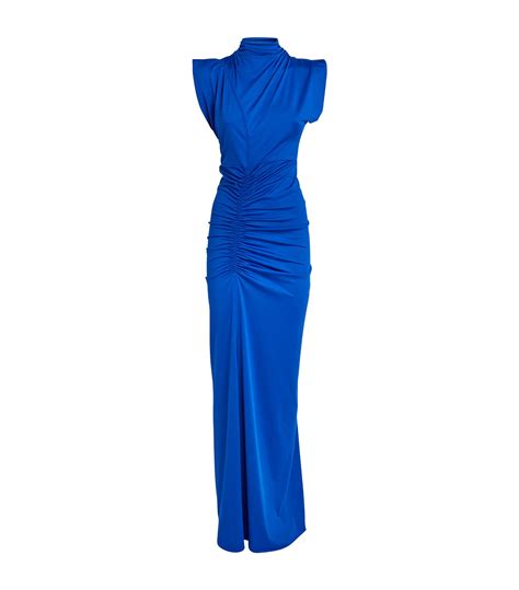 Womens Victoria Beckham Blue Ruched Maxi Dress Harrods Uk