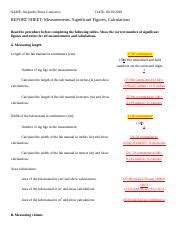 Report Sheet Measurements And Significant Figures Docx Name