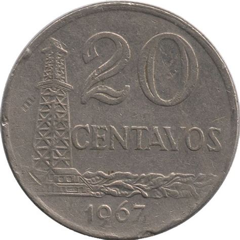 Moeda 20 Centavos De Cruzeiro Novo Brasil 1967 REF 304