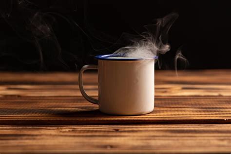 Premium Photo Mug With Smoke White Coffee Mug On Rustic Wood