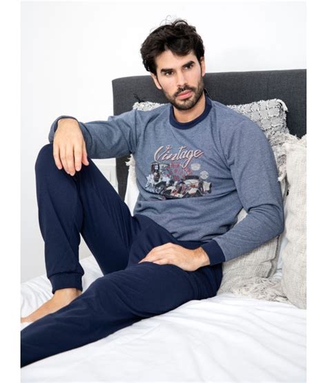 Pijama Hombre Invierno Muslher Interlock Perchado Vintage