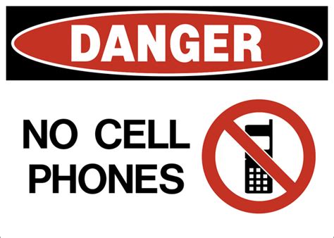 Danger No Cell Phones Western Safety Sign