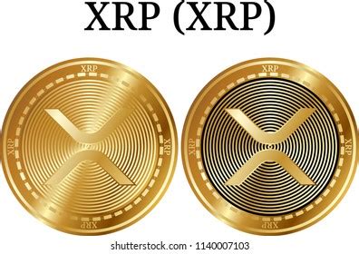 Set Physical Golden Coin Xrp Xrp Stock Vector Royalty Free