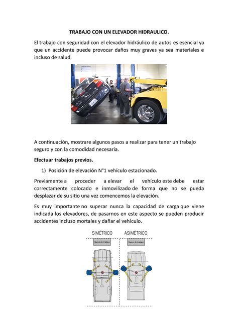 Elevadores Los Puntos De Elevaci N En Un Elevador Hidr Ulico